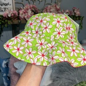 Lime Green Floral Sun Hat New
